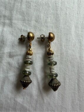 Gold-Tone Green Glass Drop Earrings - Women Jewelry